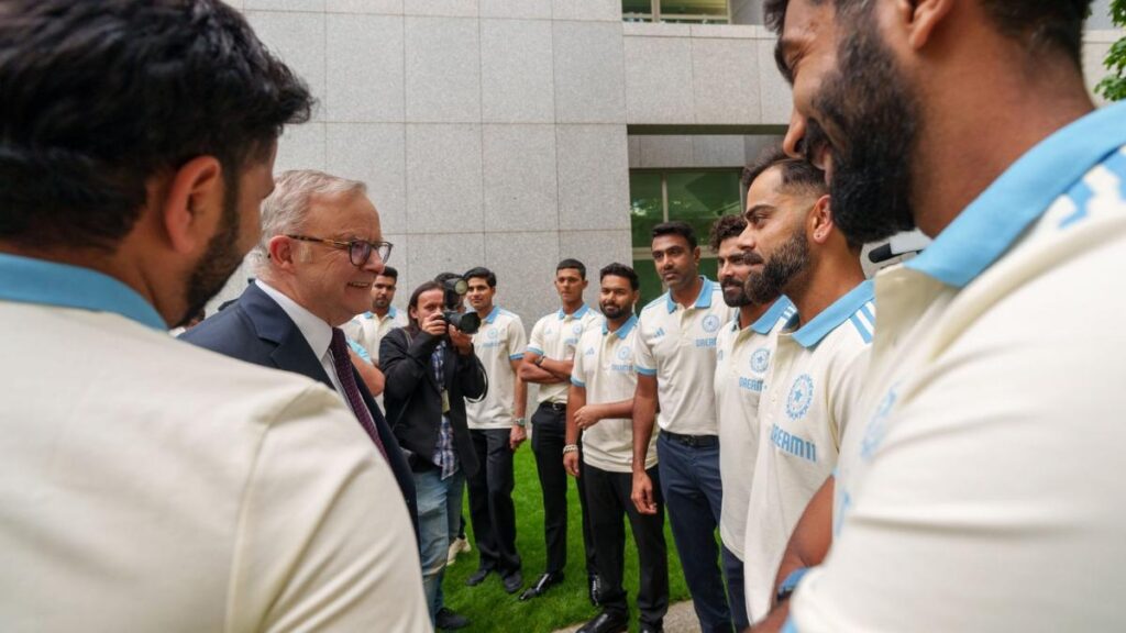 Skipper Rohit Sharma introduced the Australian Prime Minister to the Indian players. 