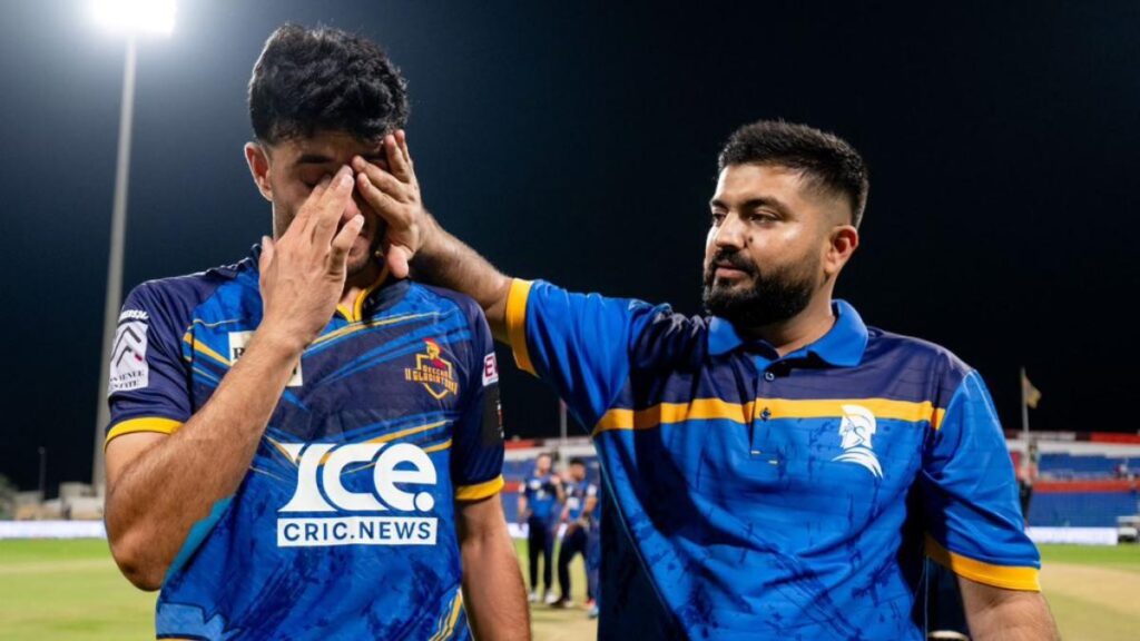 Young Ibrar Ahmed from UAE getting emotional after winning the match for his side in Abu Dhabi T10 League.